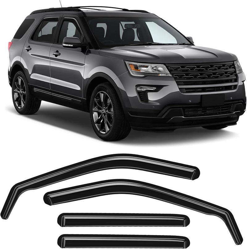 ISINLASSO in-Channel Rain Guards Fit for Ford Explorer 2011-2019 Black Extra Durable Shatterproof Side Window Deflectors, Vent Window Visors, Wind Deflectors - 4 PCS - Image 1